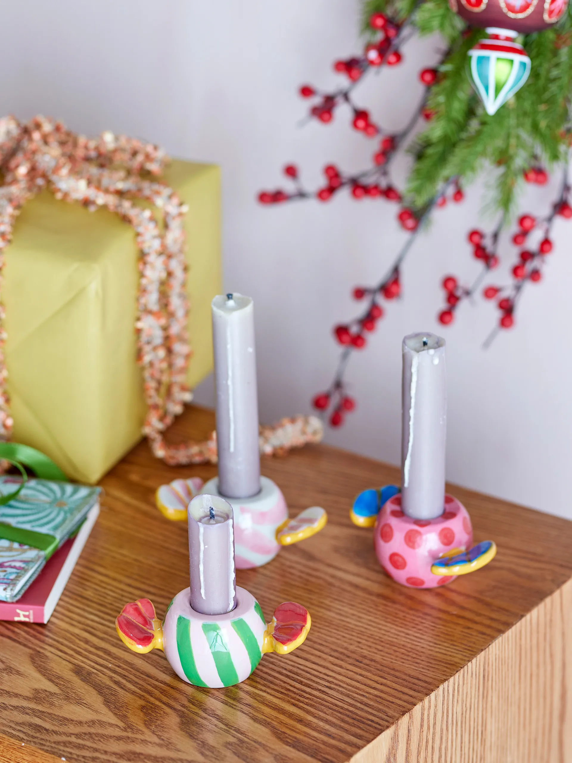 Caramella 蜡烛 holders 3件, 粉色 Bloomingville