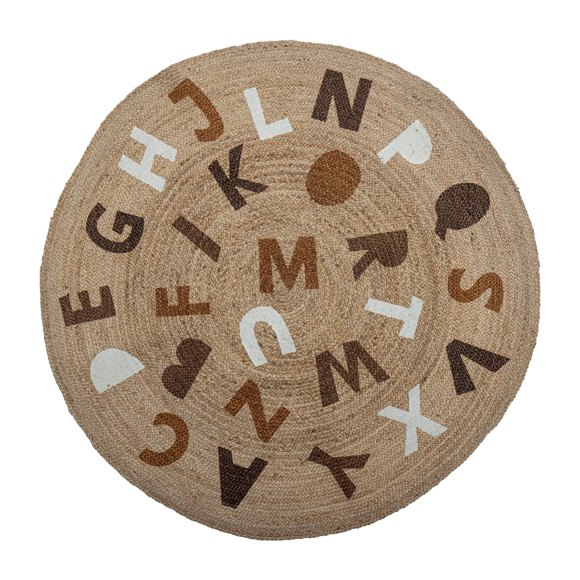 Dinne黄麻地毯Ø130cm, 字母款 Bloomingville