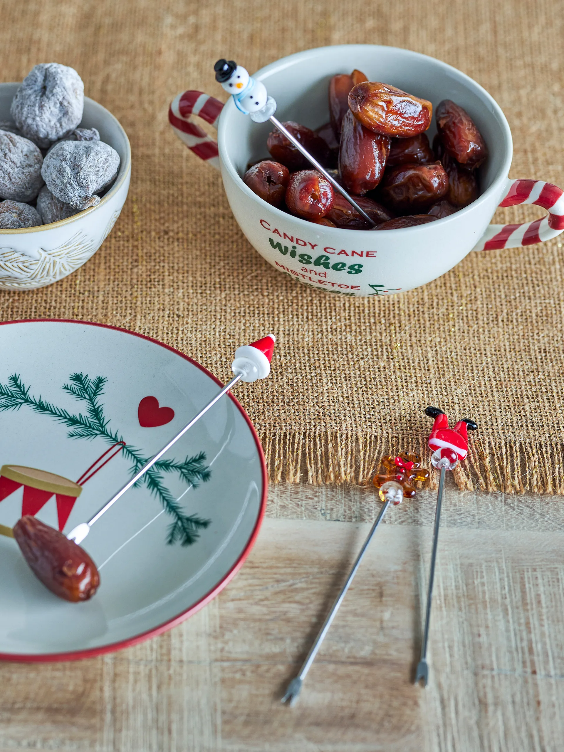 Feliz cocktail 叉子 4件, 白色-红色 Bloomingville