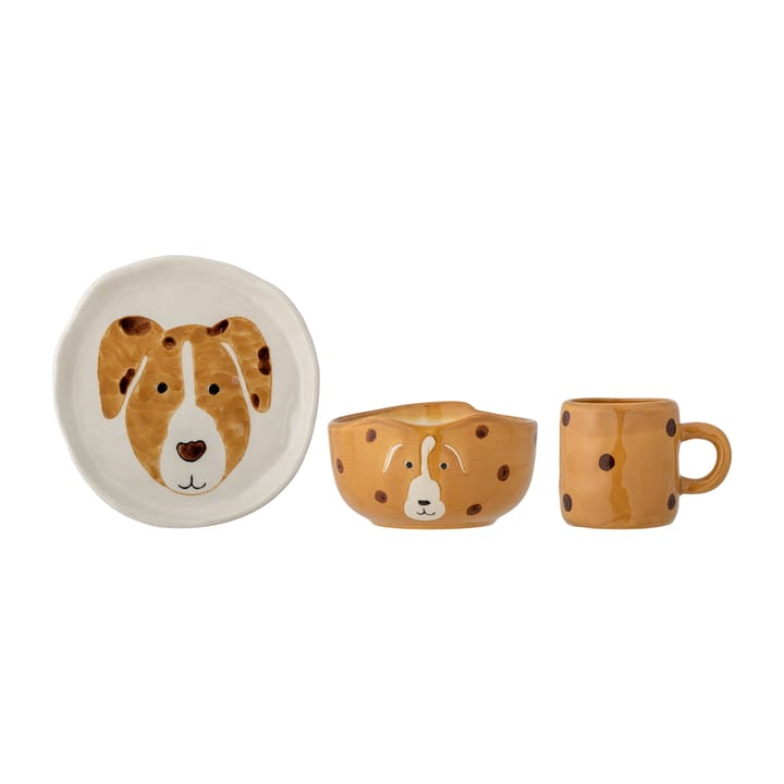 Fenix children's dinnerware stoneware 3 pieces - Dog - Bloomingville