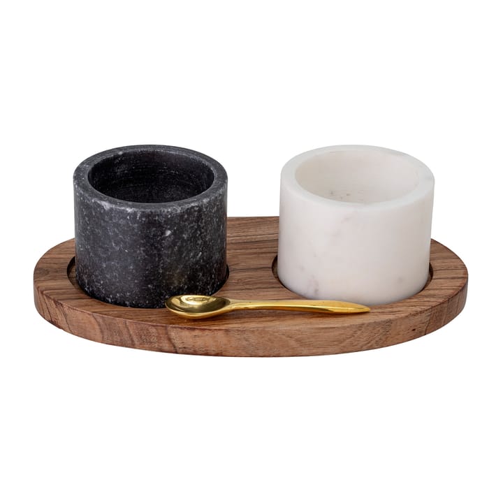 Florio salt- and peppar celler with tray and 勺子, 黑色-白色 Bloomingville