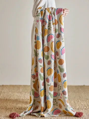 Fruitta北欧风格纯棉针织毯毛毯160x130厘米 - 黄色 - Bloomingville