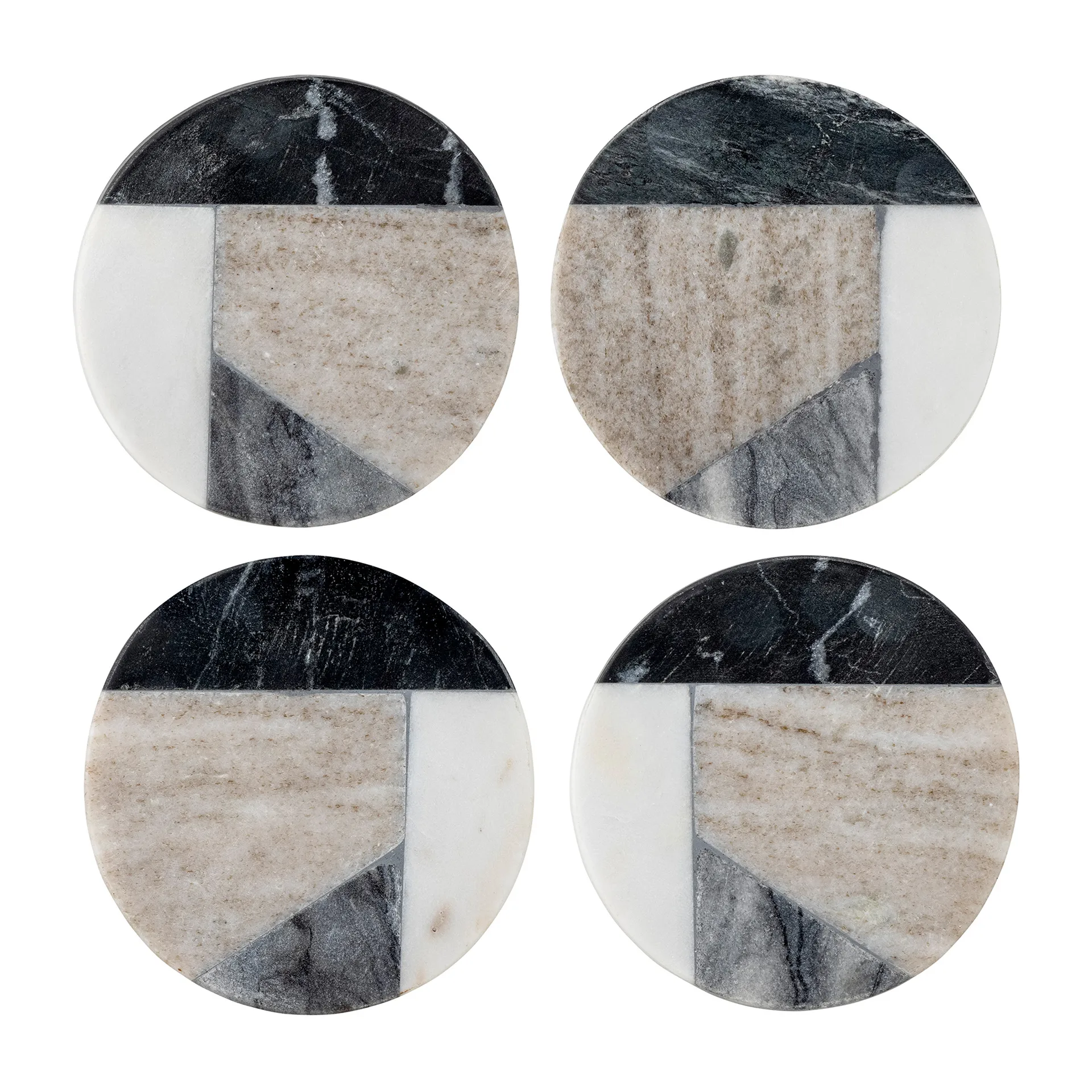 Izabella coaster Ø10 cm 四件套装, 灰色 marble Bloomingville