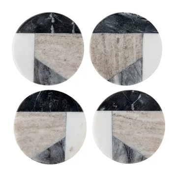 Izabella coaster Ø10 cm 四件套装 - 灰色 marble - Bloomingville