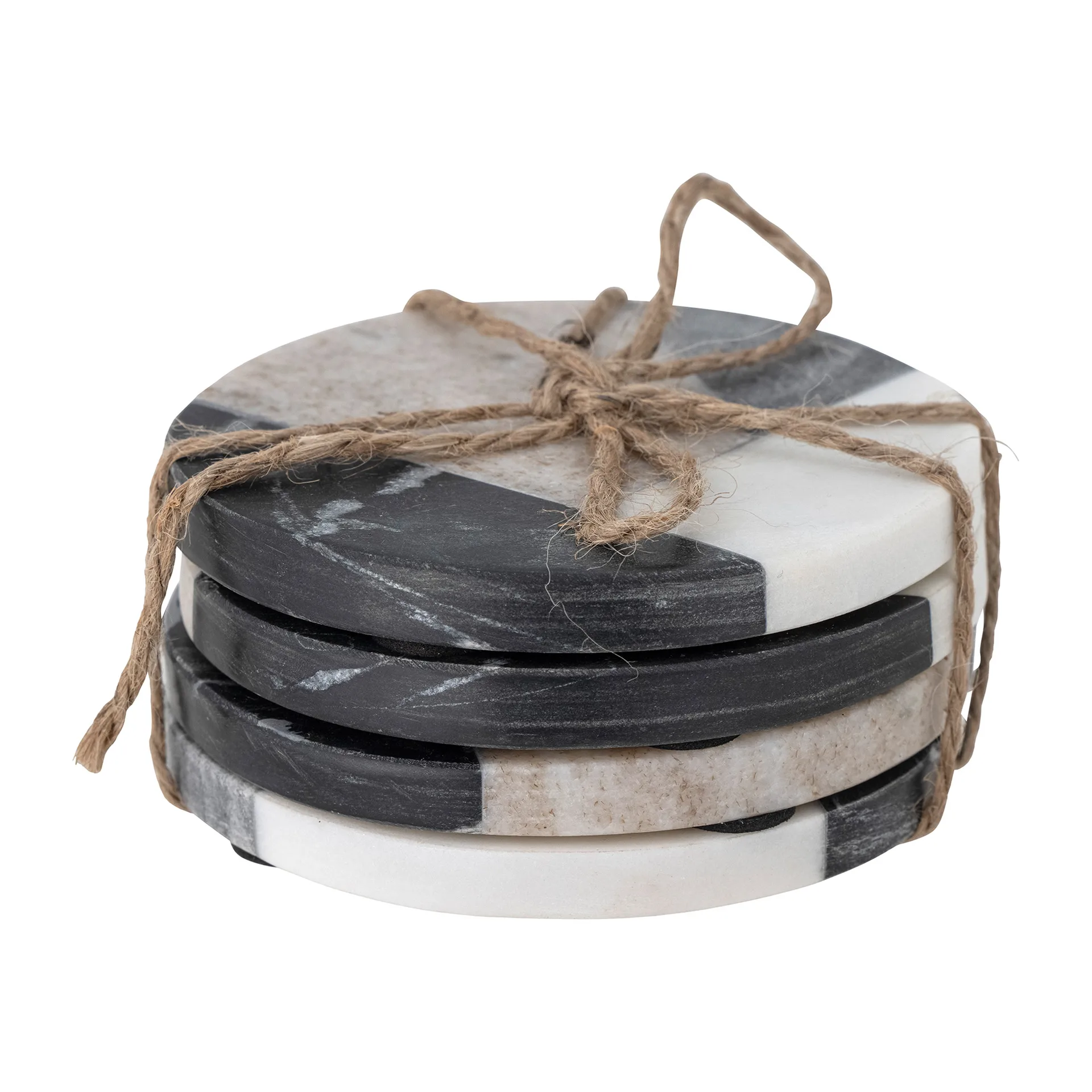 Izabella coaster Ø10 cm 四件套装, 灰色 marble Bloomingville