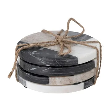 Izabella coaster Ø10 cm 四件套装 - 灰色 marble - Bloomingville