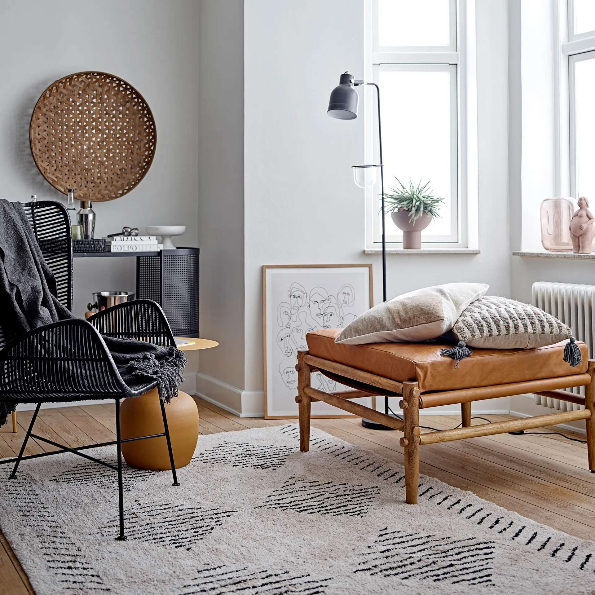 Jegor patterned 地毯  140x200 cm, nature Bloomingville