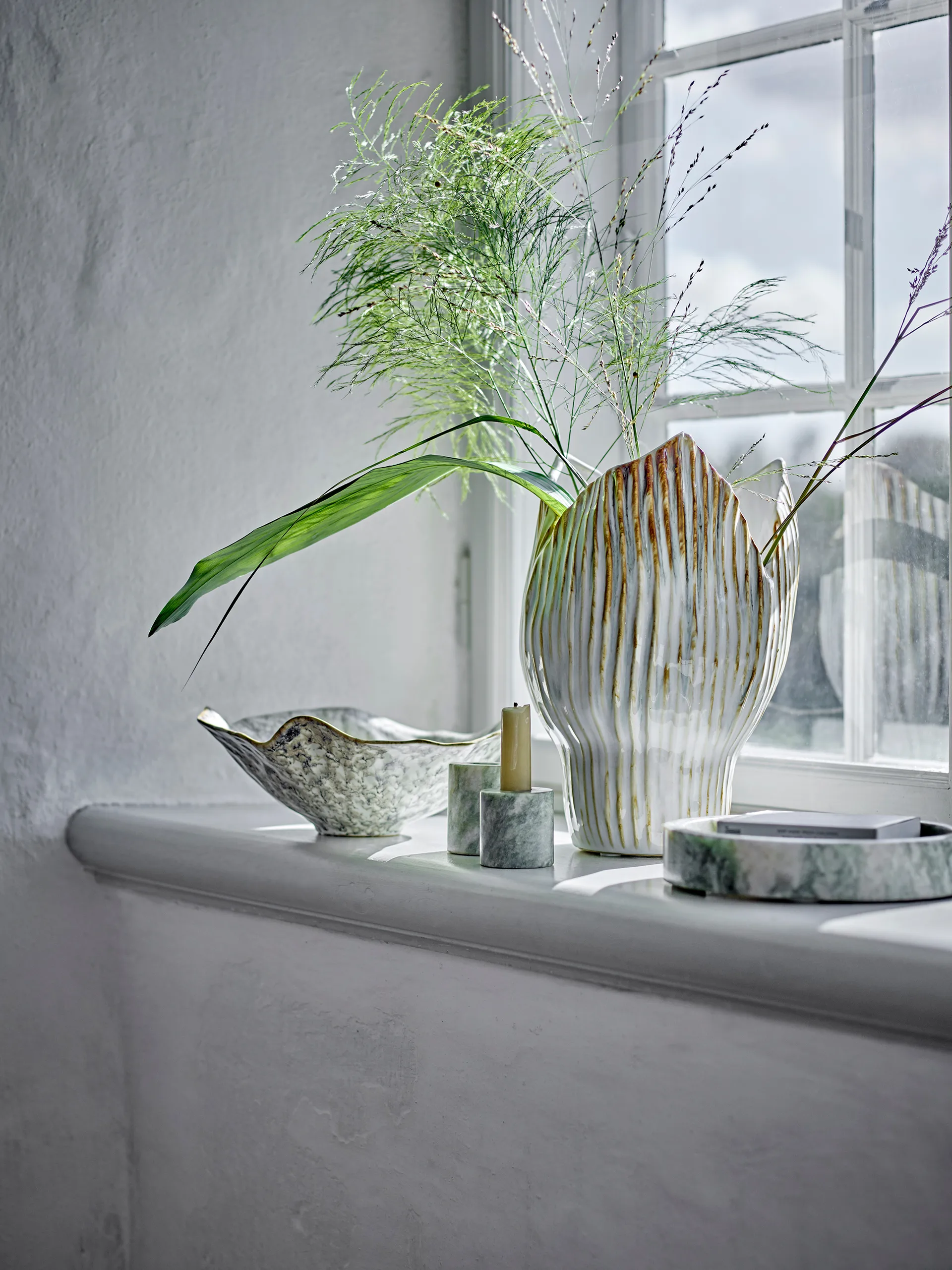 Kokoro 烛台 2 parts, 绿色 大理石色 Bloomingville