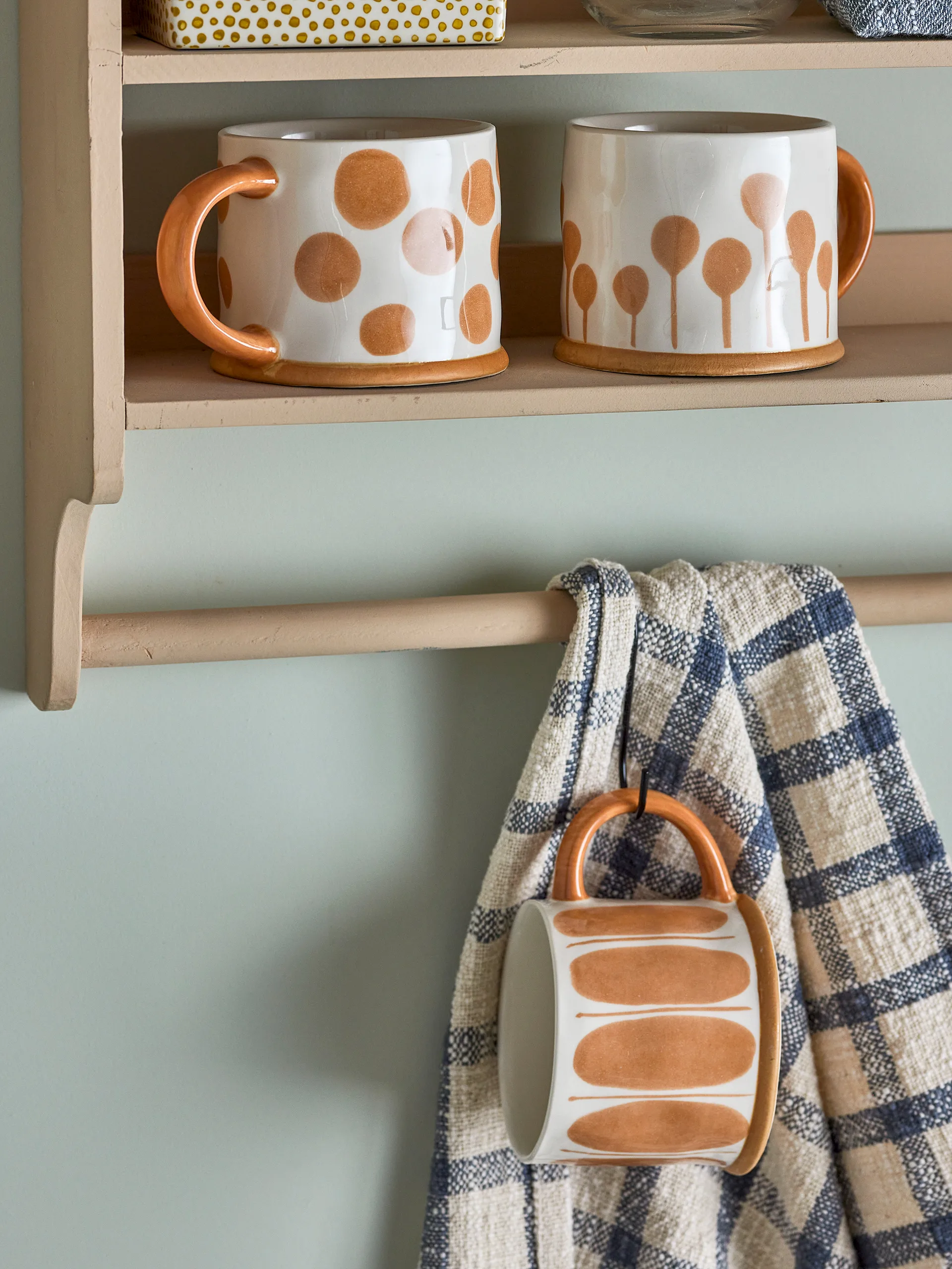 Linora 马克杯 450 ml 三件套装, 白色的-褐色 Bloomingville