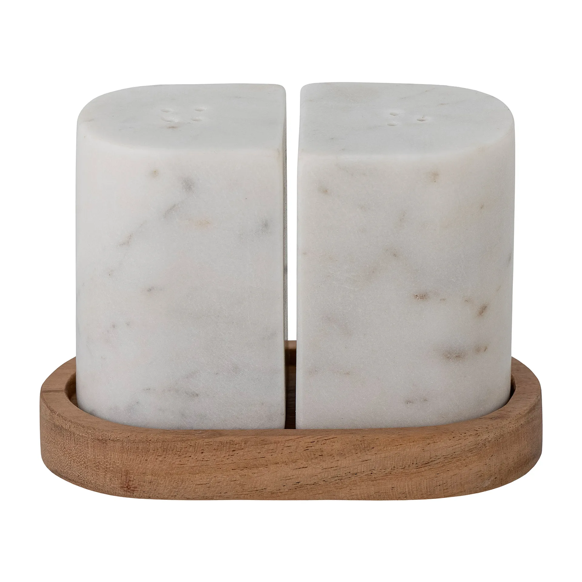 Manola salt- 和 pepper cellar with 碟子, 白色 大理石色-wood Bloomingville