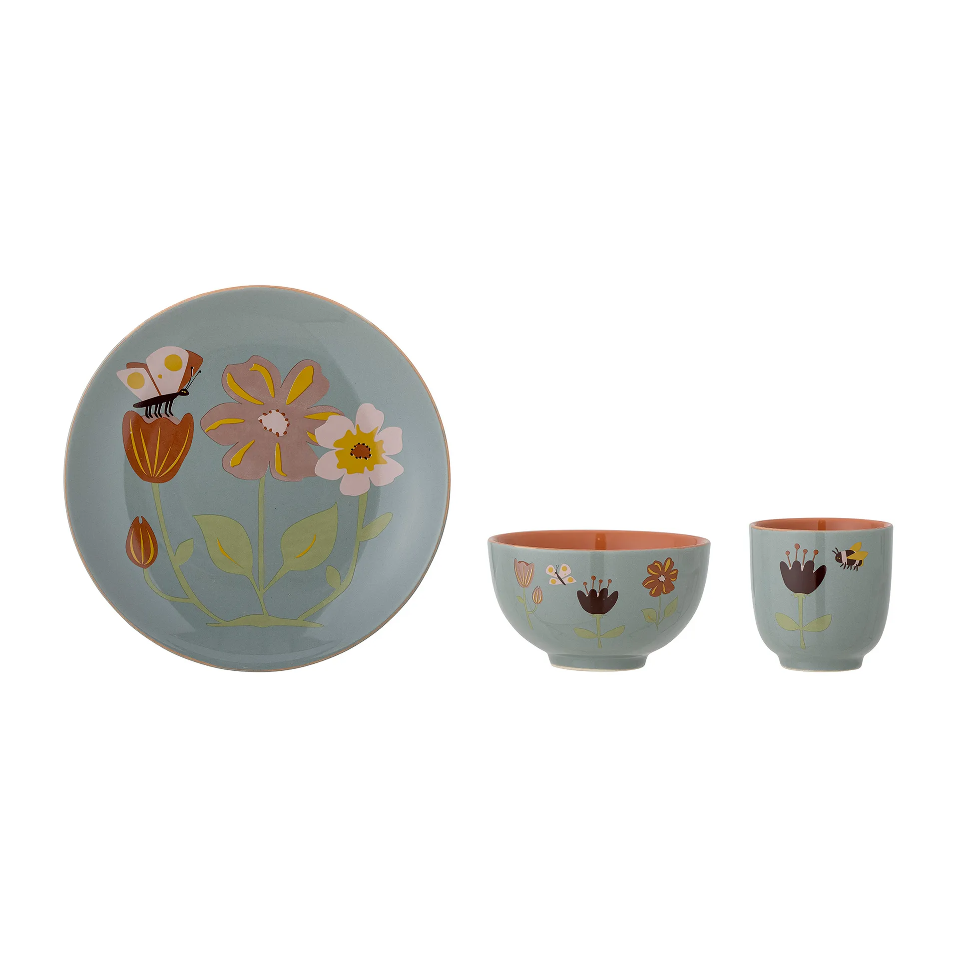 Meadow children's dinnerware stoneware 3 pieces, Flowers Bloomingville