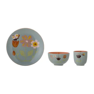 Meadow children's dinnerware stoneware 3 pieces - Flowers - Bloomingville