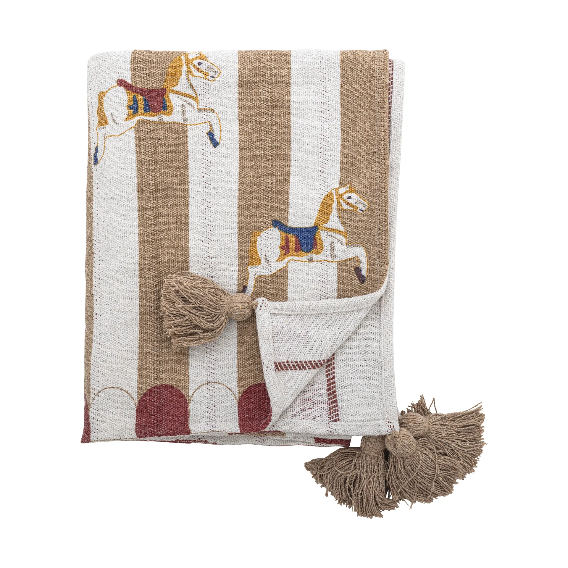 Merry-go-round 毯子 130x160 cm, 米色-红色 Bloomingville