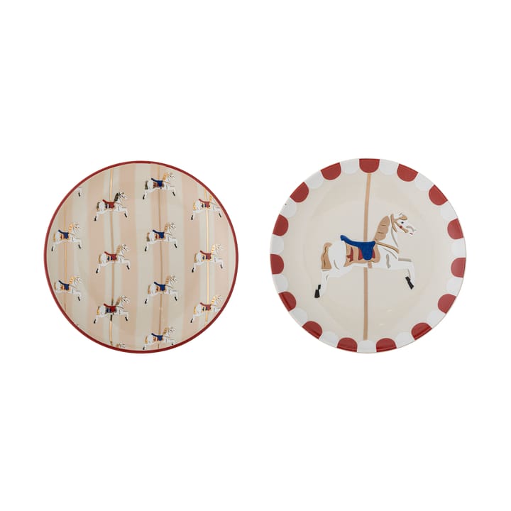Merry-go-round 盘子 Ø16 cm 2件 - 米色-红色 - Bloomingville