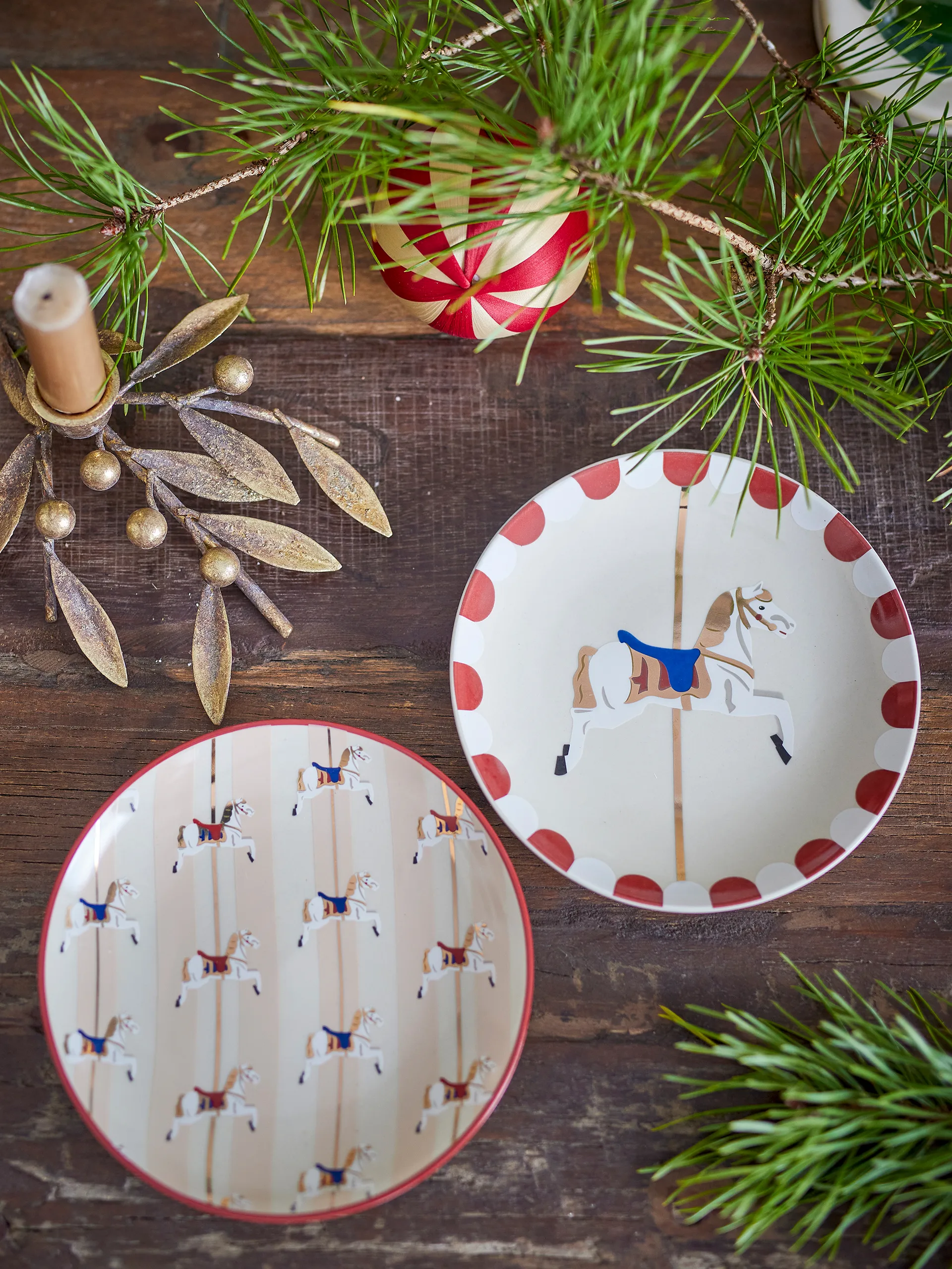 Merry-go-round 盘子 Ø16 cm 2件, 米色-红色 Bloomingville