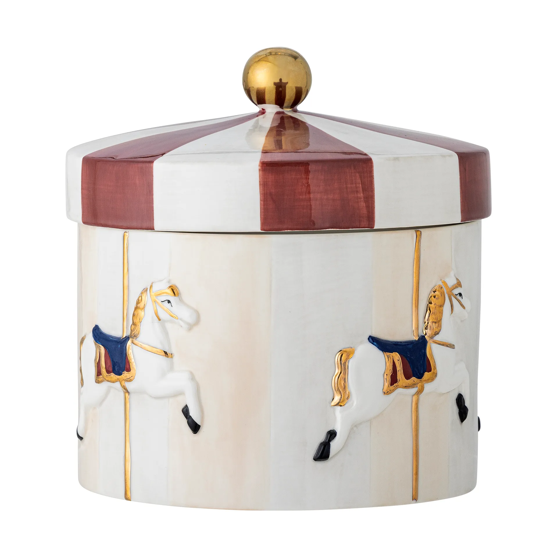 Merry-go-round 罐子 （含盖子） Ø19.5x20.5 cm, 红色-白色 Bloomingville