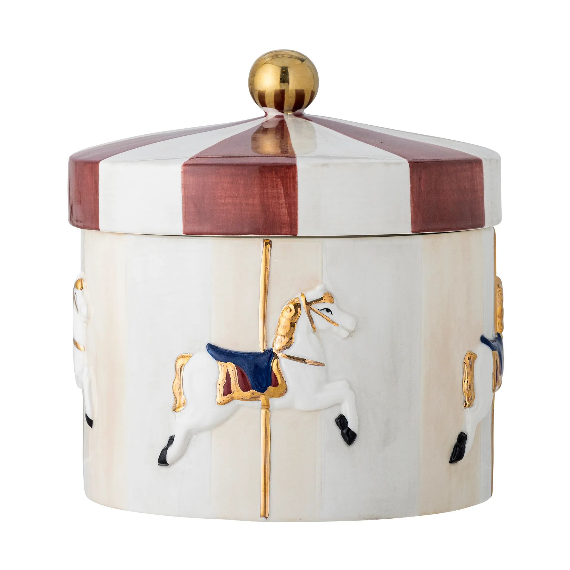 Merry-go-round 罐子 （含盖子） Ø19.5x20.5 cm, 红色-白色 Bloomingville