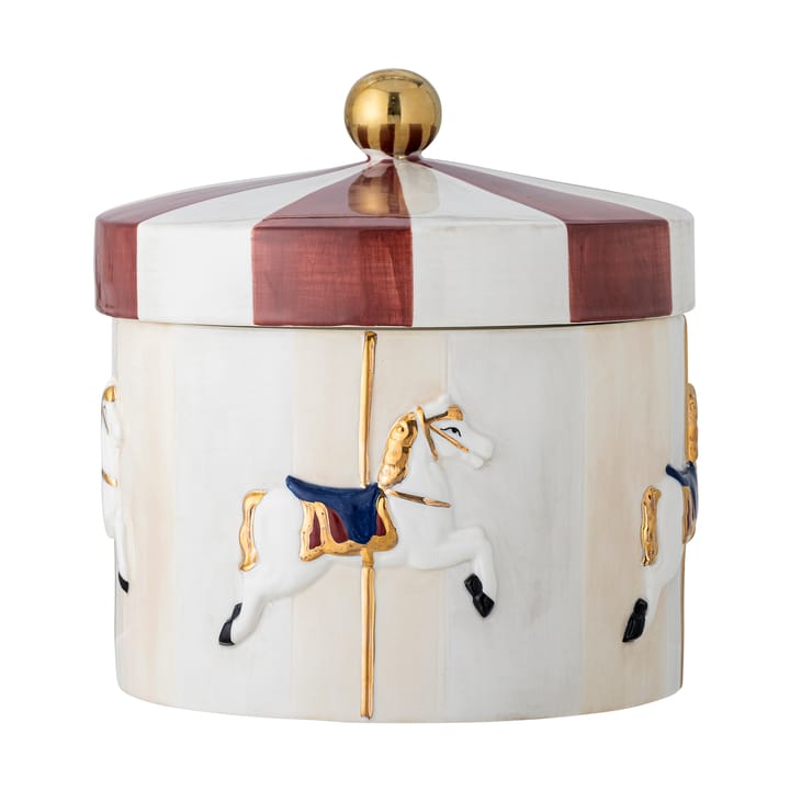 Merry-go-round 罐子 （含盖子） Ø19.5x20.5 cm, 红色-白色 Bloomingville