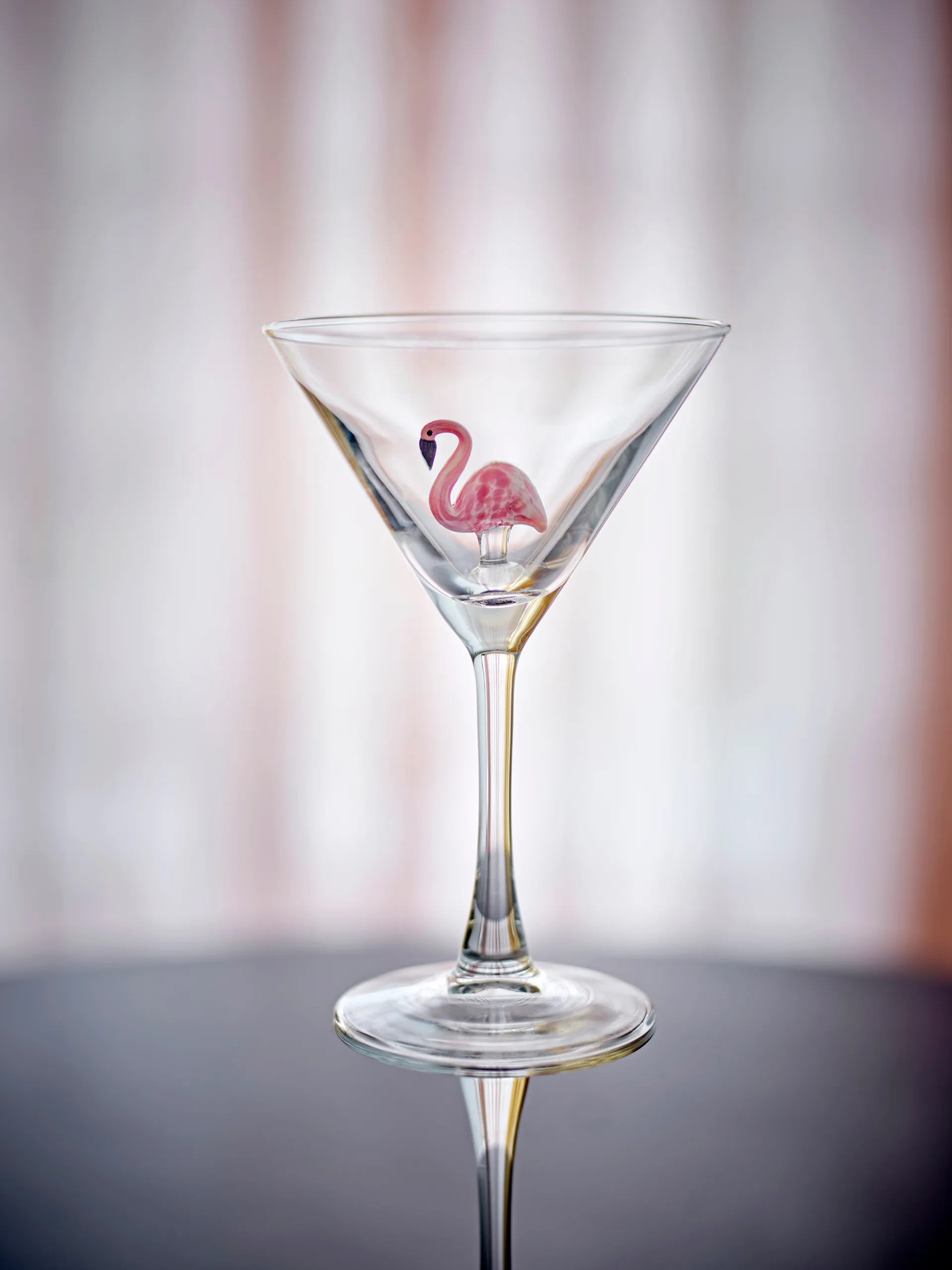 Misa 鸡尾酒玻璃杯17cl单支, 透明色配火烈鸟粉色 Bloomingville