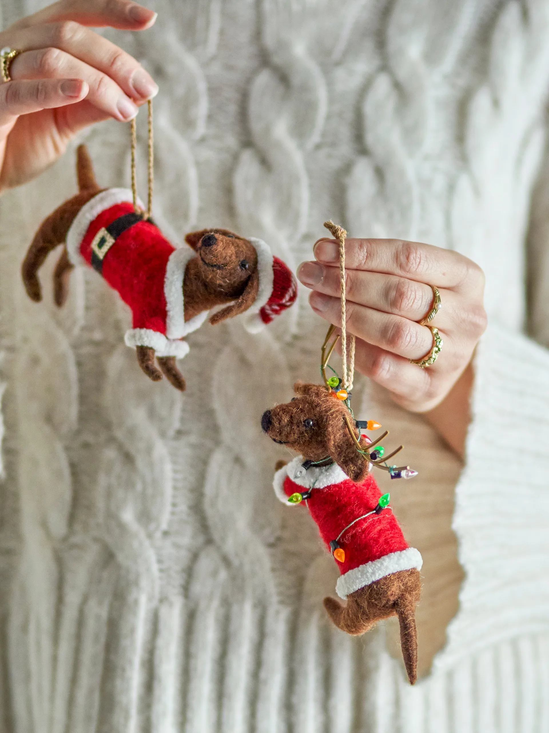 Monty Christmas ornaments 2件, 褐色-红色 Bloomingville