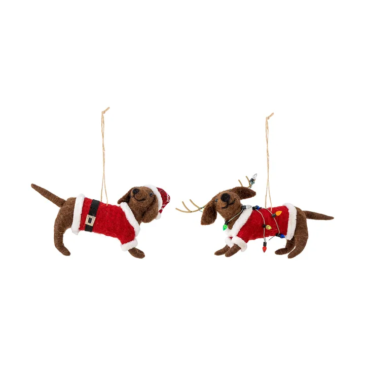 Monty Christmas ornaments - 褐色-红色 2件 - Bloomingville