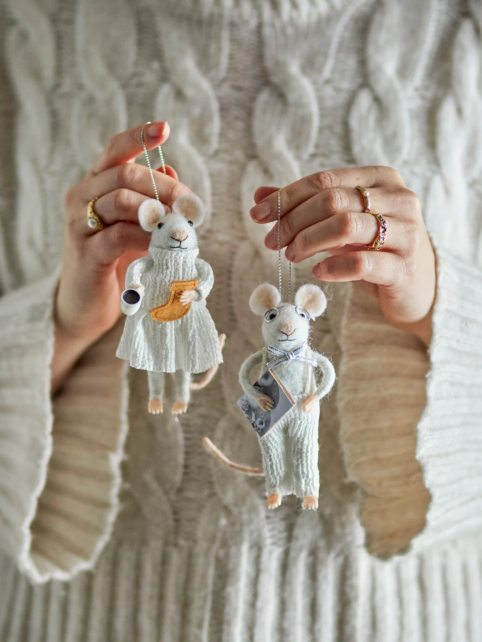 Peo Christmas 装饰品 mouse 2件, 白色 Bloomingville