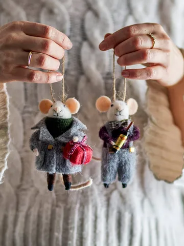 Peo 圣诞树 decorations 羊毛 2件 - 灰色-黑色，11cm - Bloomingville