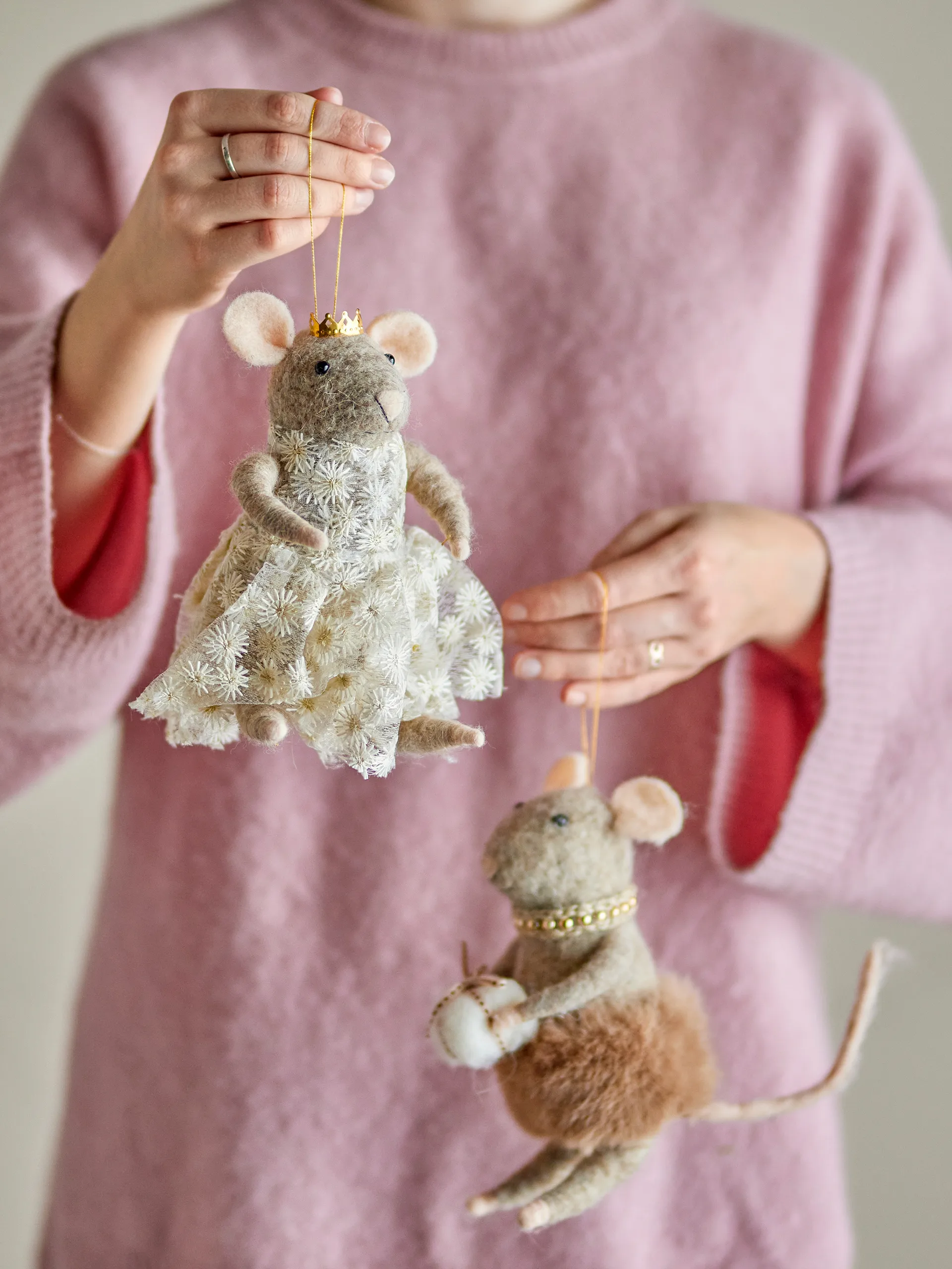 Peo 圣诞树 decorations 羊毛 2件, 褐色, high Bloomingville