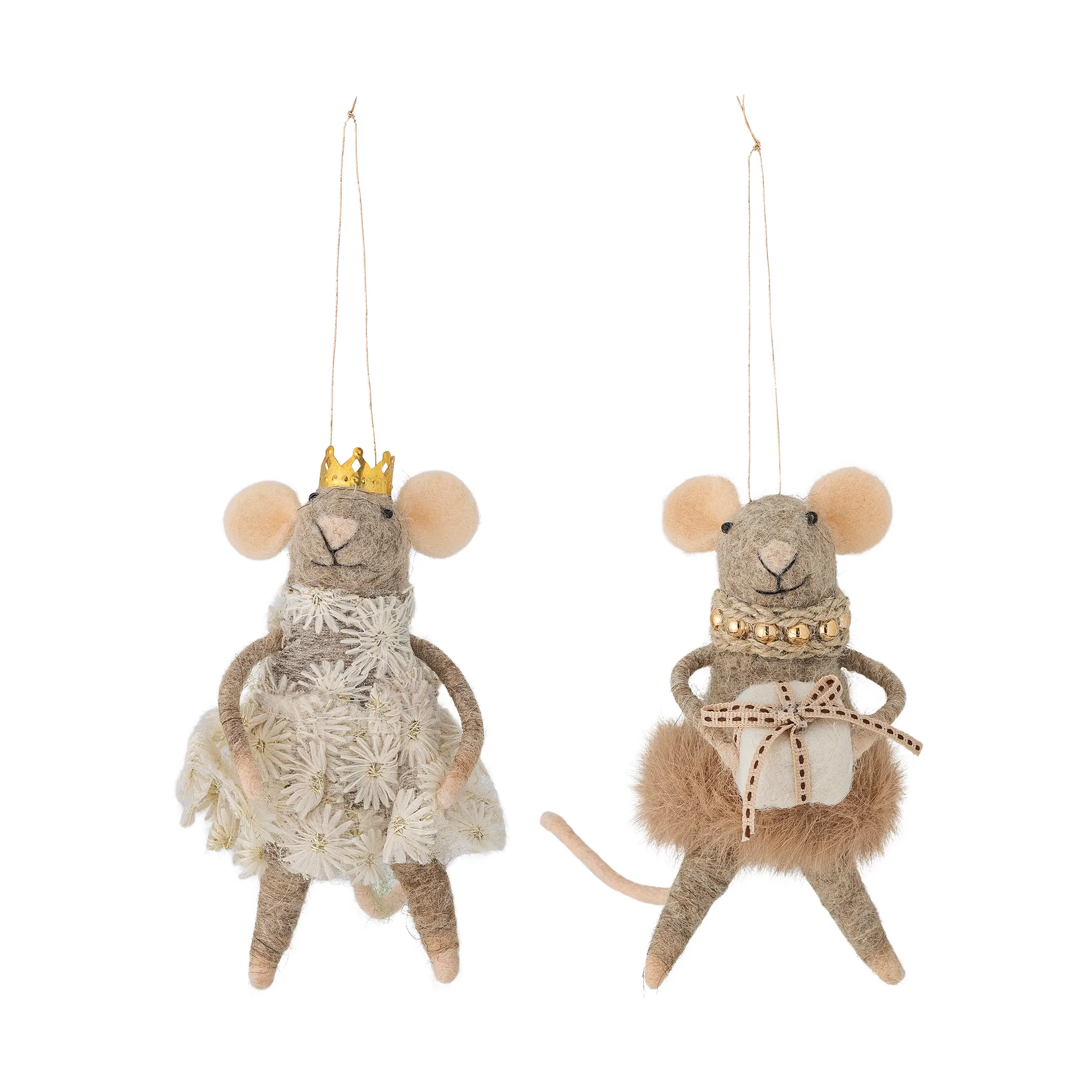 Peo 圣诞树 decorations 羊毛 2件, 褐色 Bloomingville