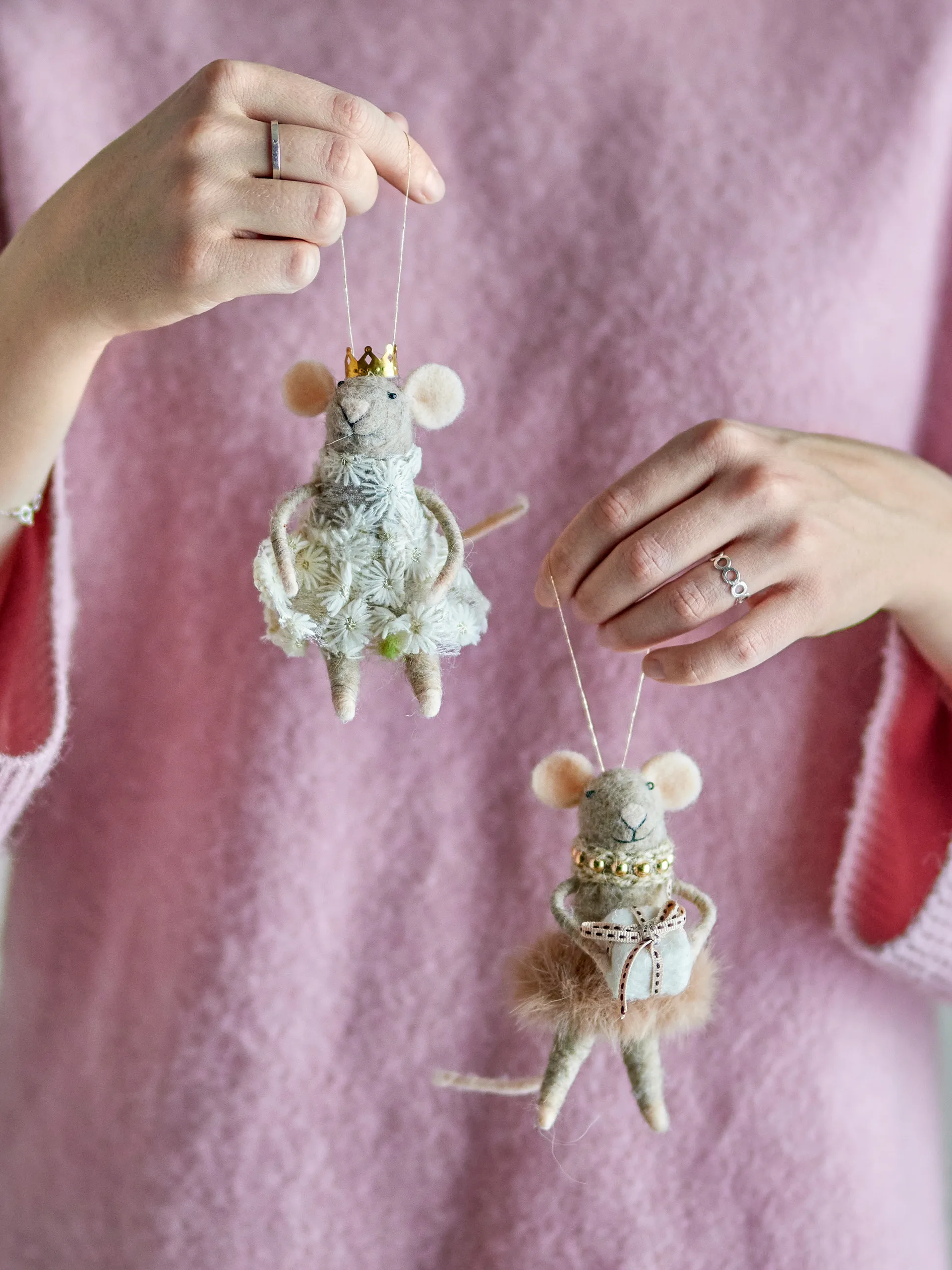 Peo 圣诞树 decorations 羊毛 2件, 褐色 Bloomingville