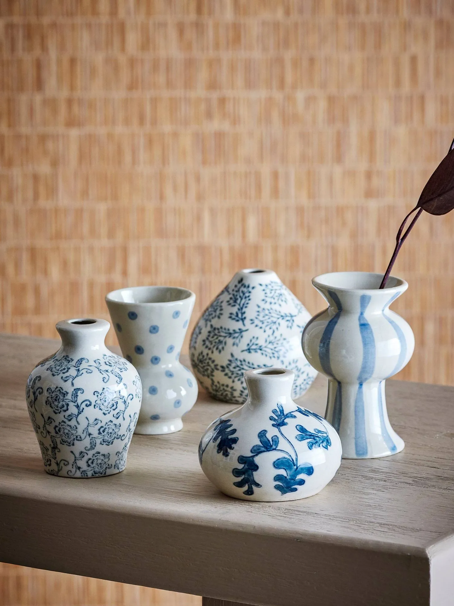 Quinto 花瓶, 蓝色炻器，5件套 Bloomingville