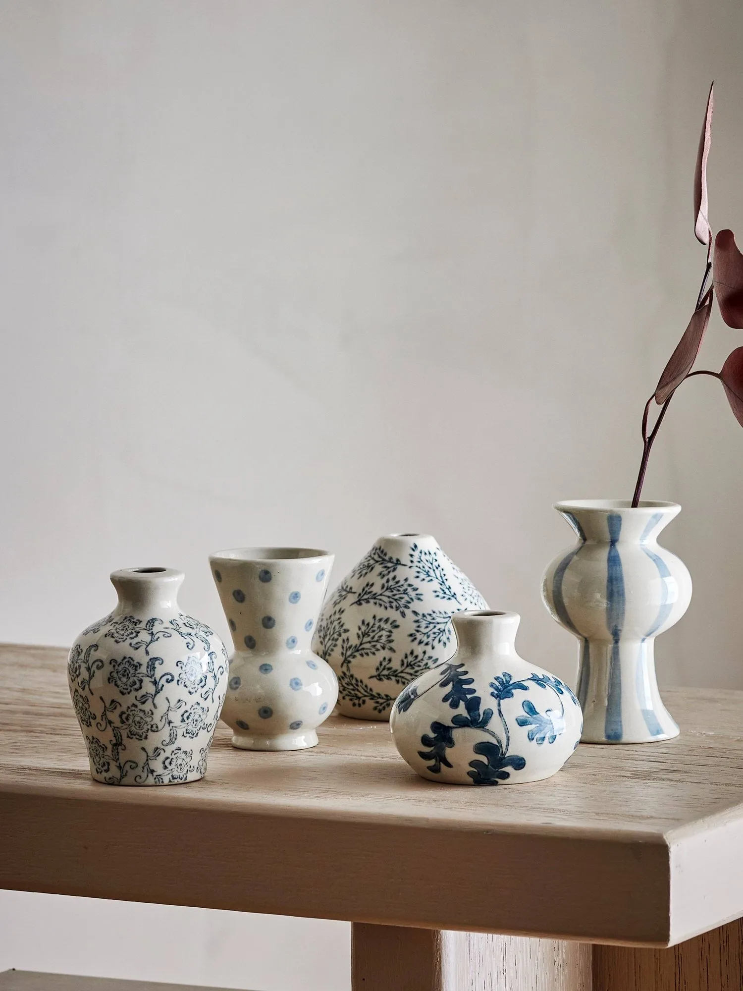 Quinto 花瓶, 蓝色炻器，5件套 Bloomingville