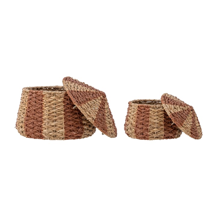 Ruddi basket with lid set om 2, Natural-红色 Bloomingville