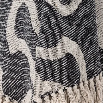Salobre纯棉北欧风格针织毯毛毯160x130厘米 - 黑色 - Bloomingville