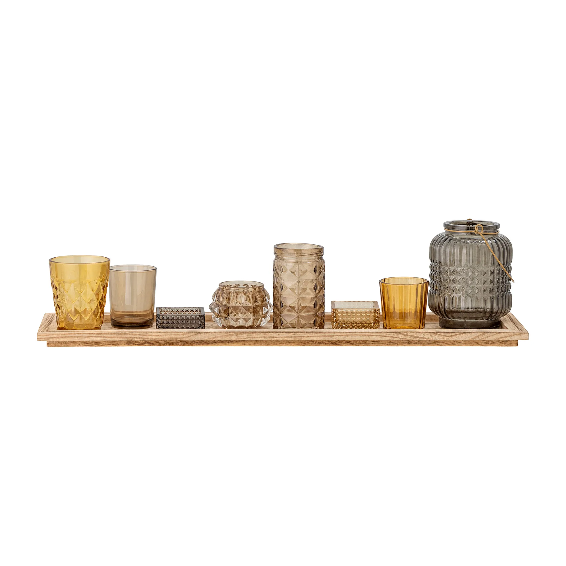 Sanga tray with 烛台  9 pieces, 棕色 Bloomingville