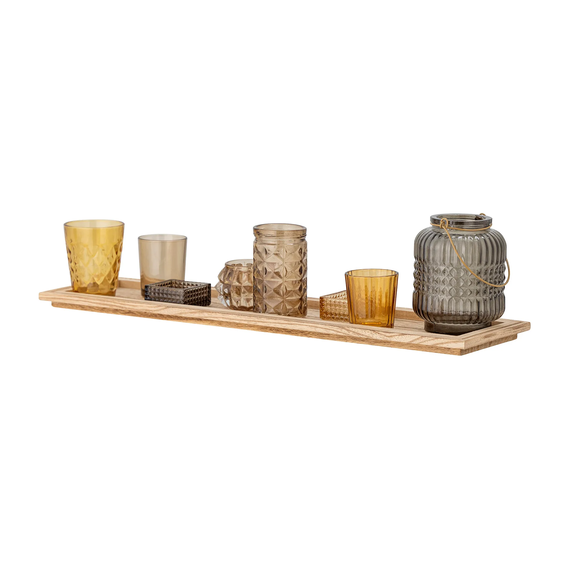 Sanga tray with 烛台  9 pieces, 棕色 Bloomingville