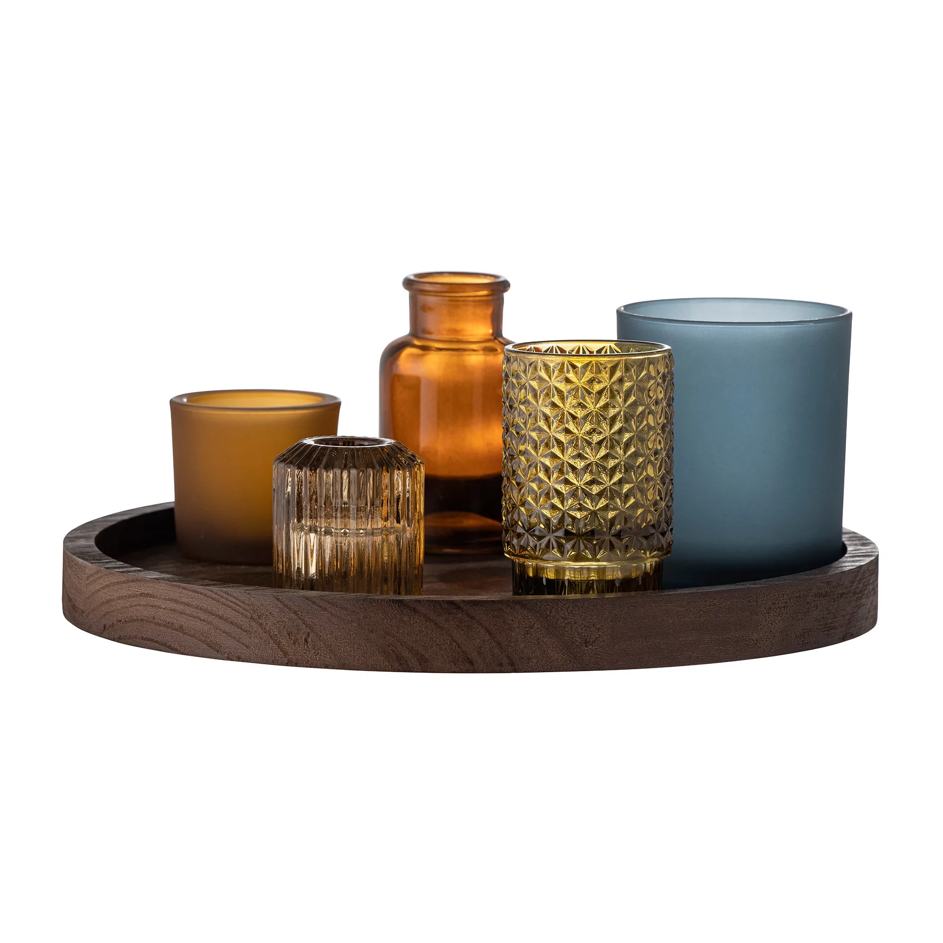 Sanga tray with lantern 5 pieces, 棕色-multi Bloomingville