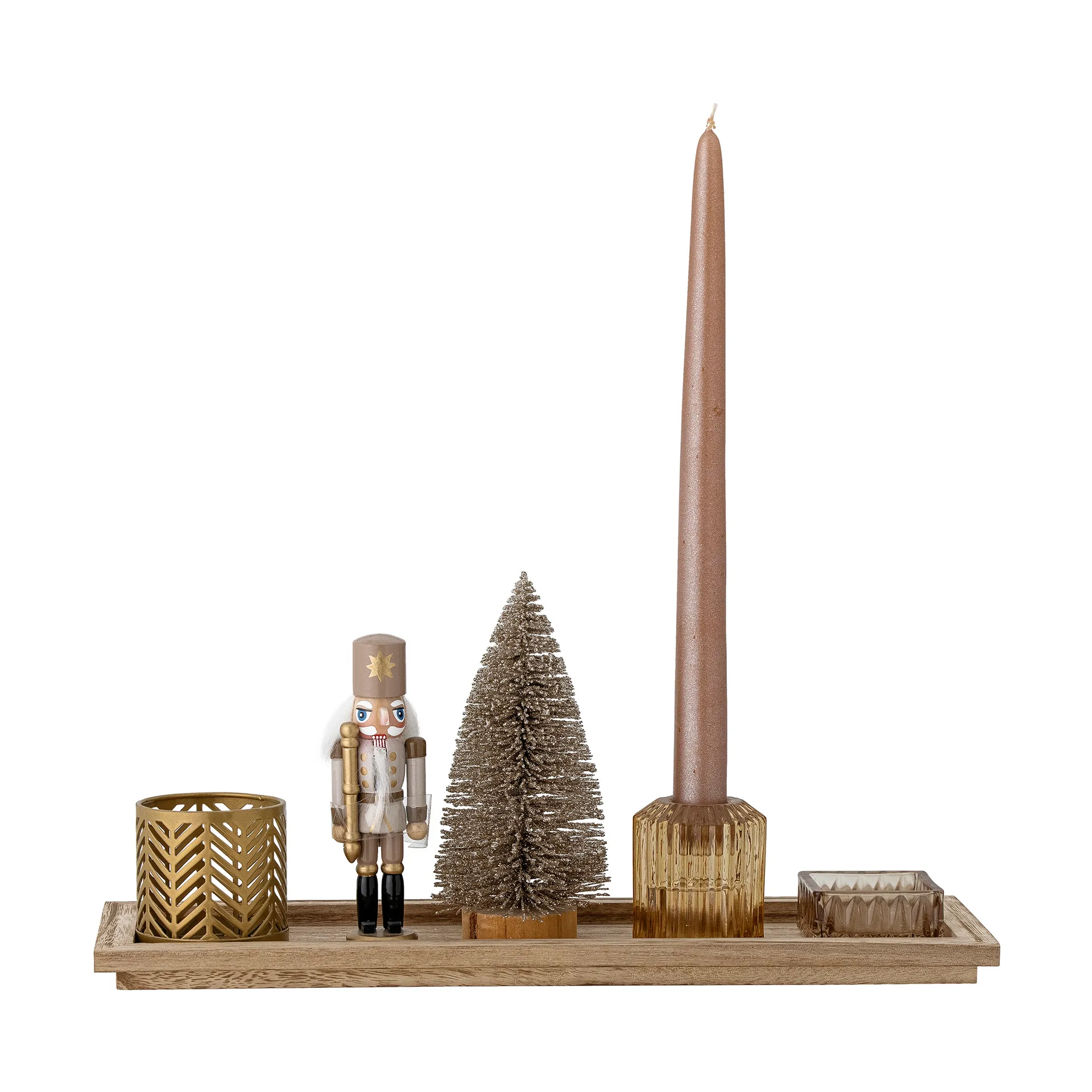 Sanga 托盘 with 烛台 Christmas 6件, Brown Bloomingville