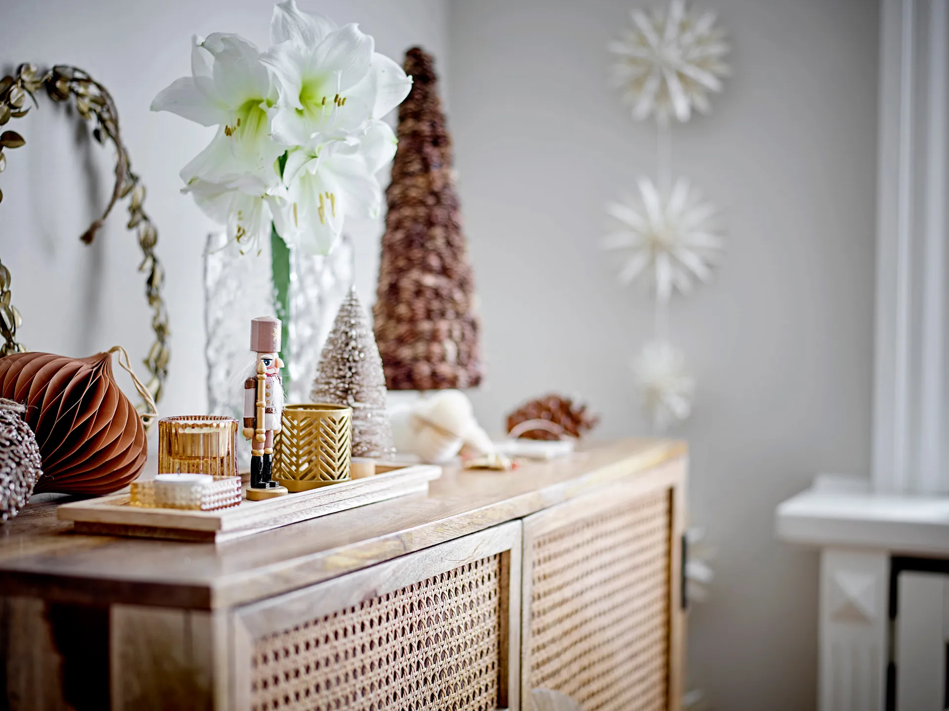 Sanga 托盘 with 烛台 Christmas 6件, Brown Bloomingville