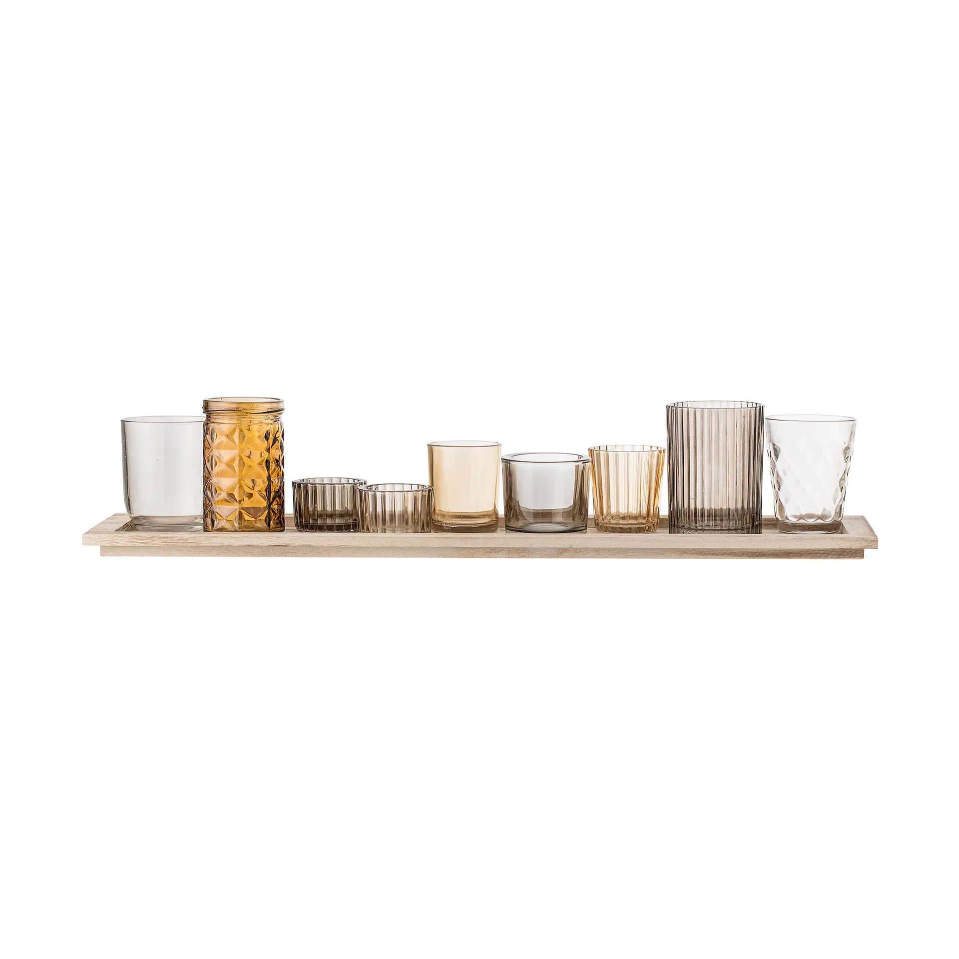 Sanga 托盘 with 蜡烛 holders 10件, 褐色 Bloomingville