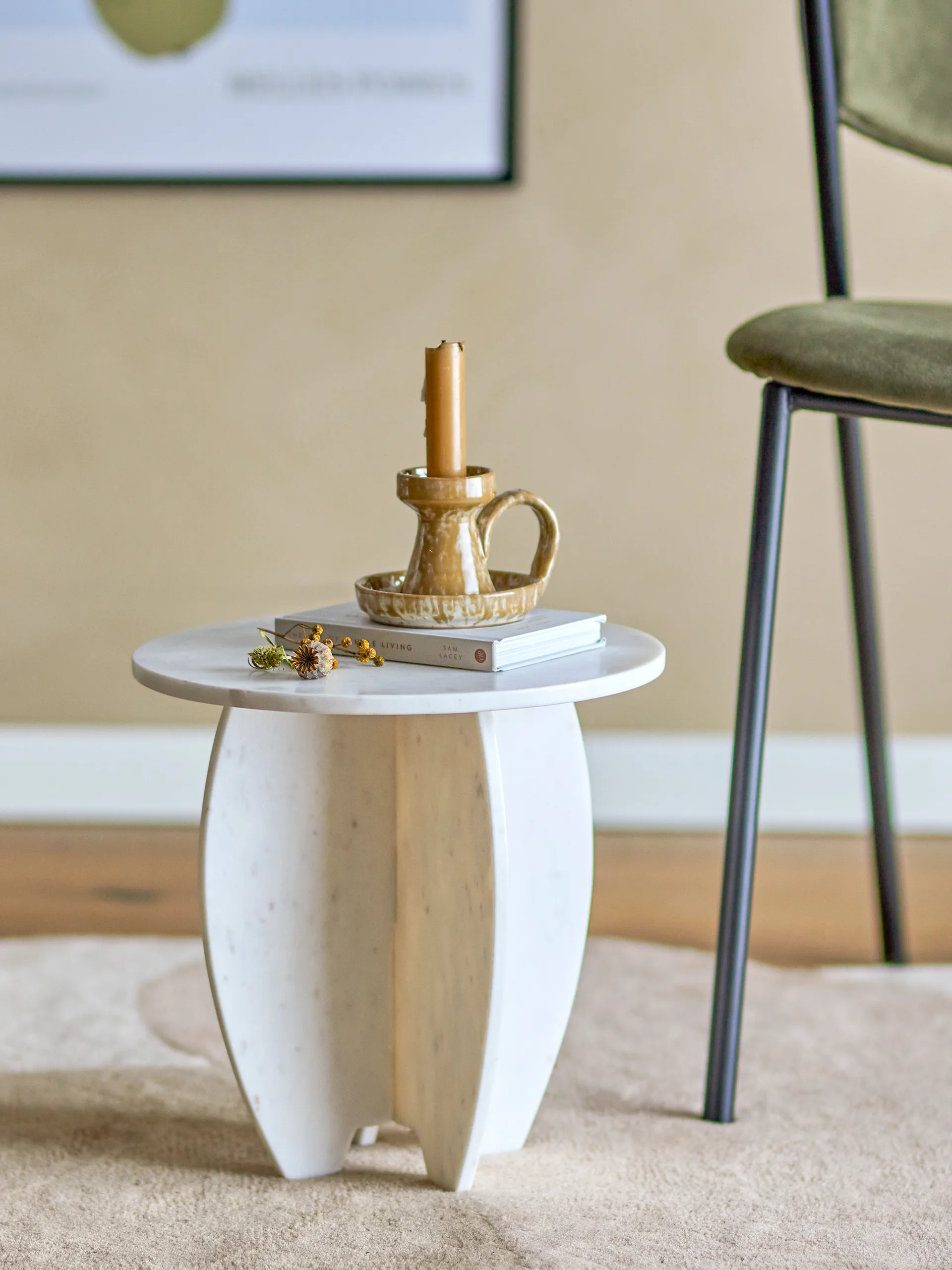 Sendai pedestal Ø30,5x31 cm, 白色 大理石色 Bloomingville