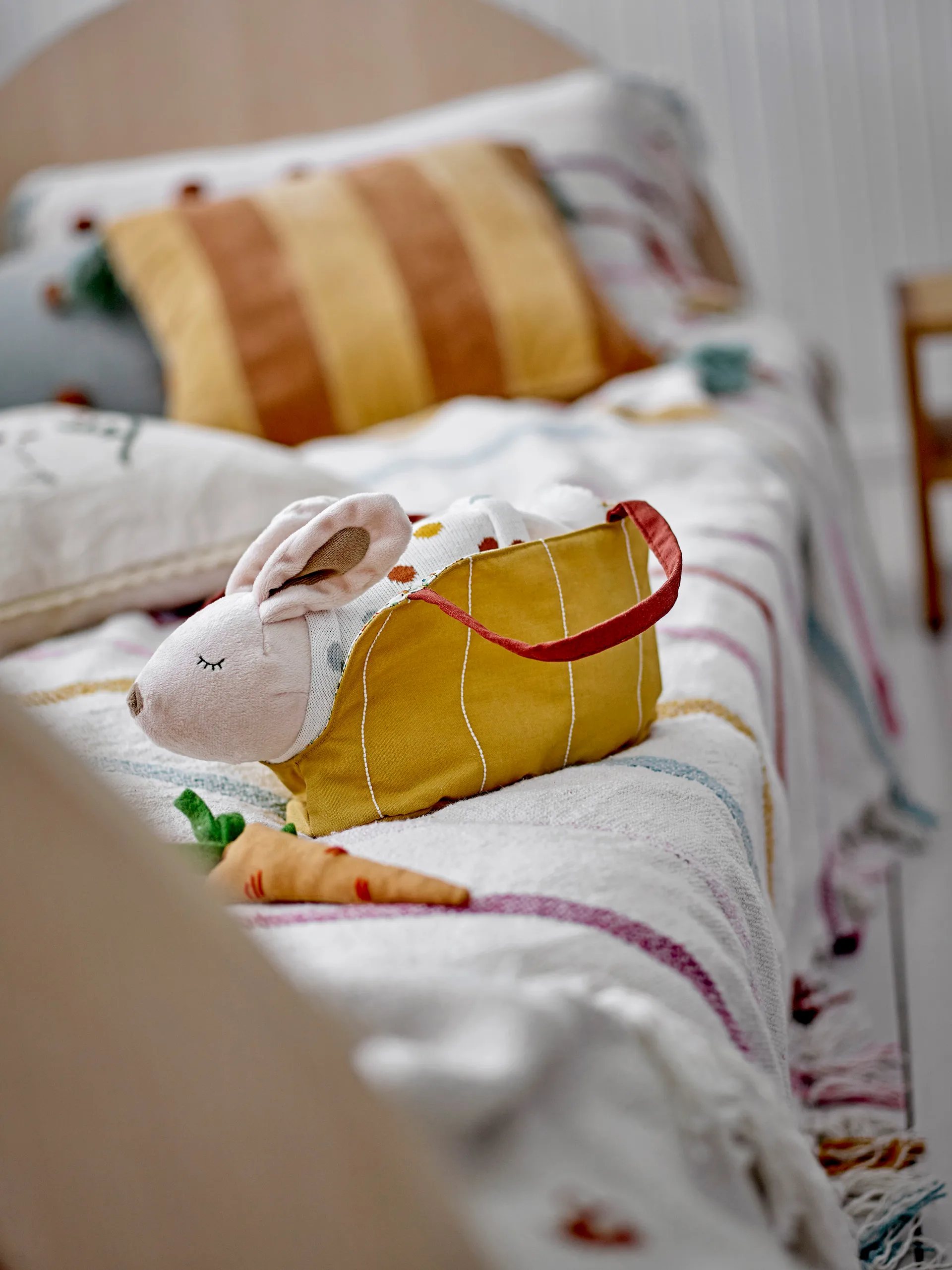 Villja plush toy 2 parts, 白色-黄色 bunny Bloomingville