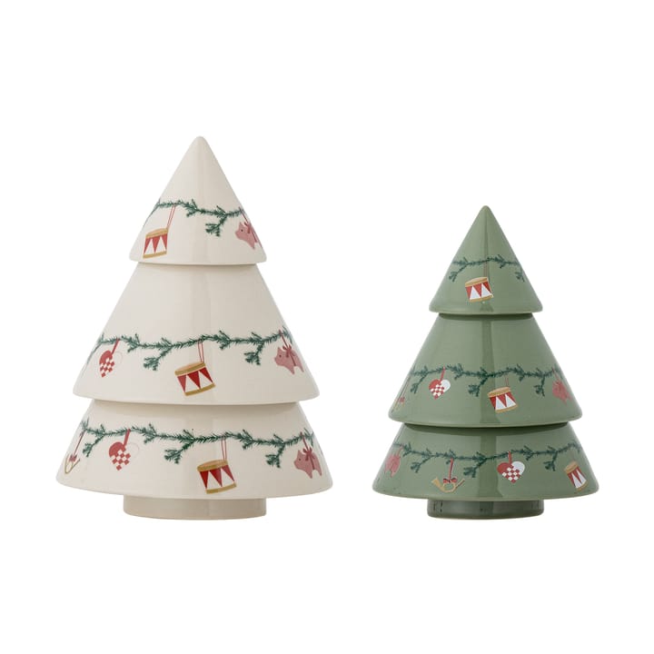 Yule 装饰 Christmas trees 2件 - 米色-绿色 - Bloomingville