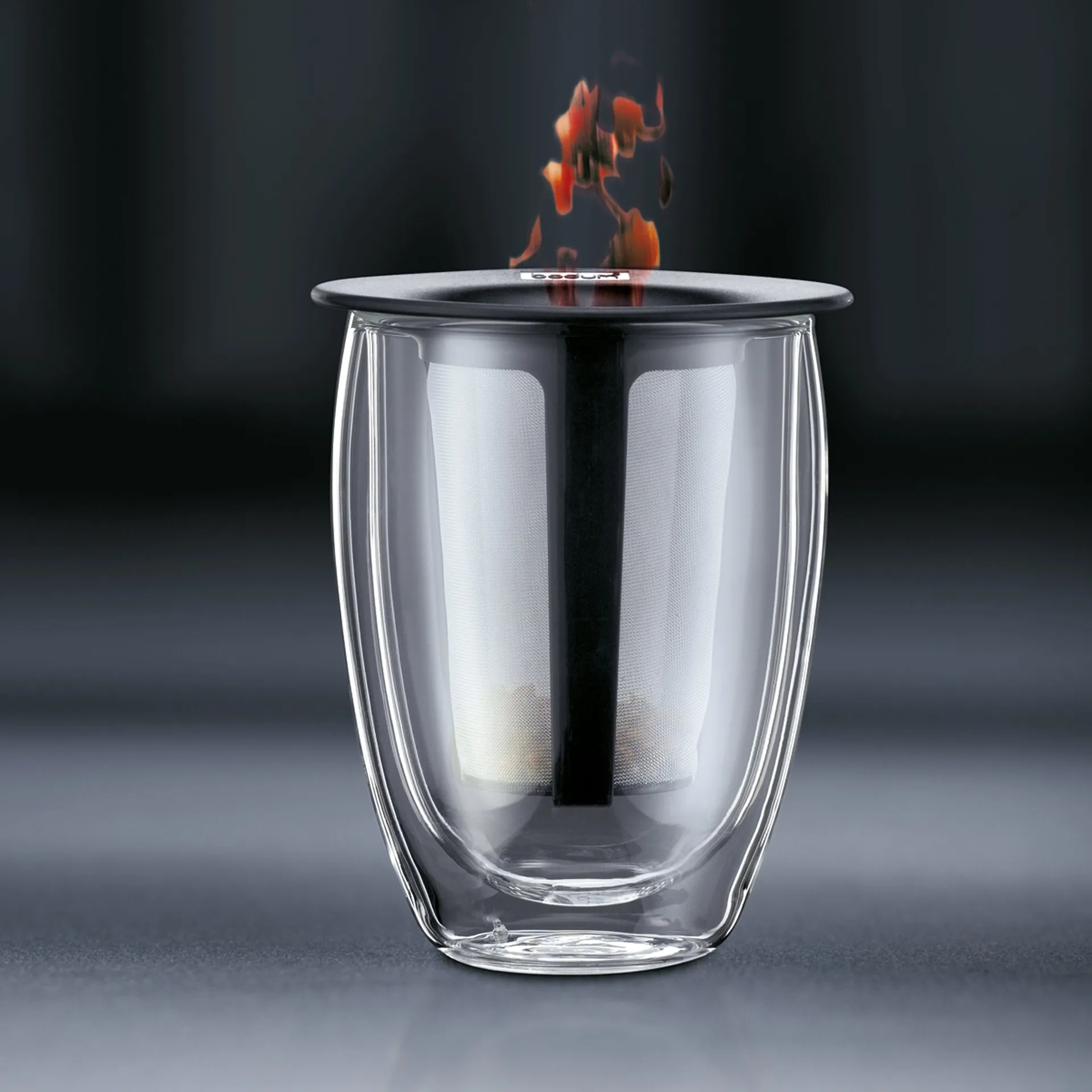 Tea For One带滤茶器玻璃杯, 黑色 Bodum