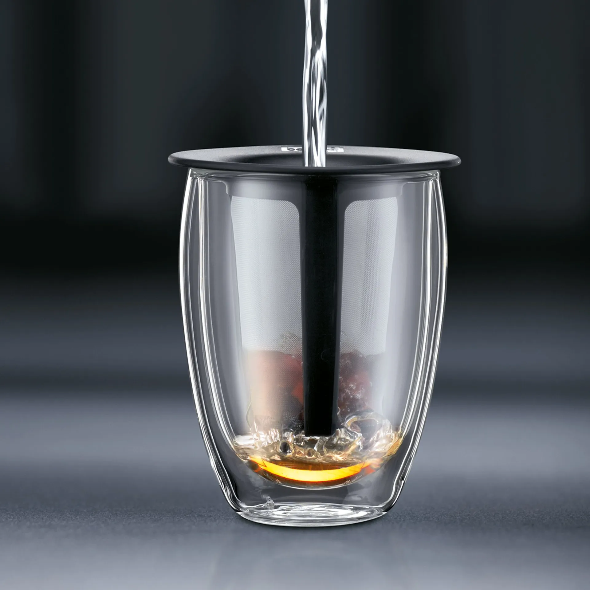 Tea For One带滤茶器玻璃杯, 黑色 Bodum