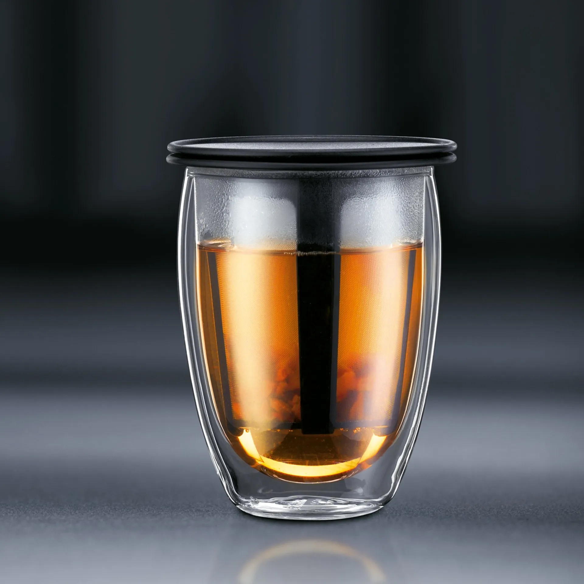 Tea For One带滤茶器玻璃杯, 黑色 Bodum