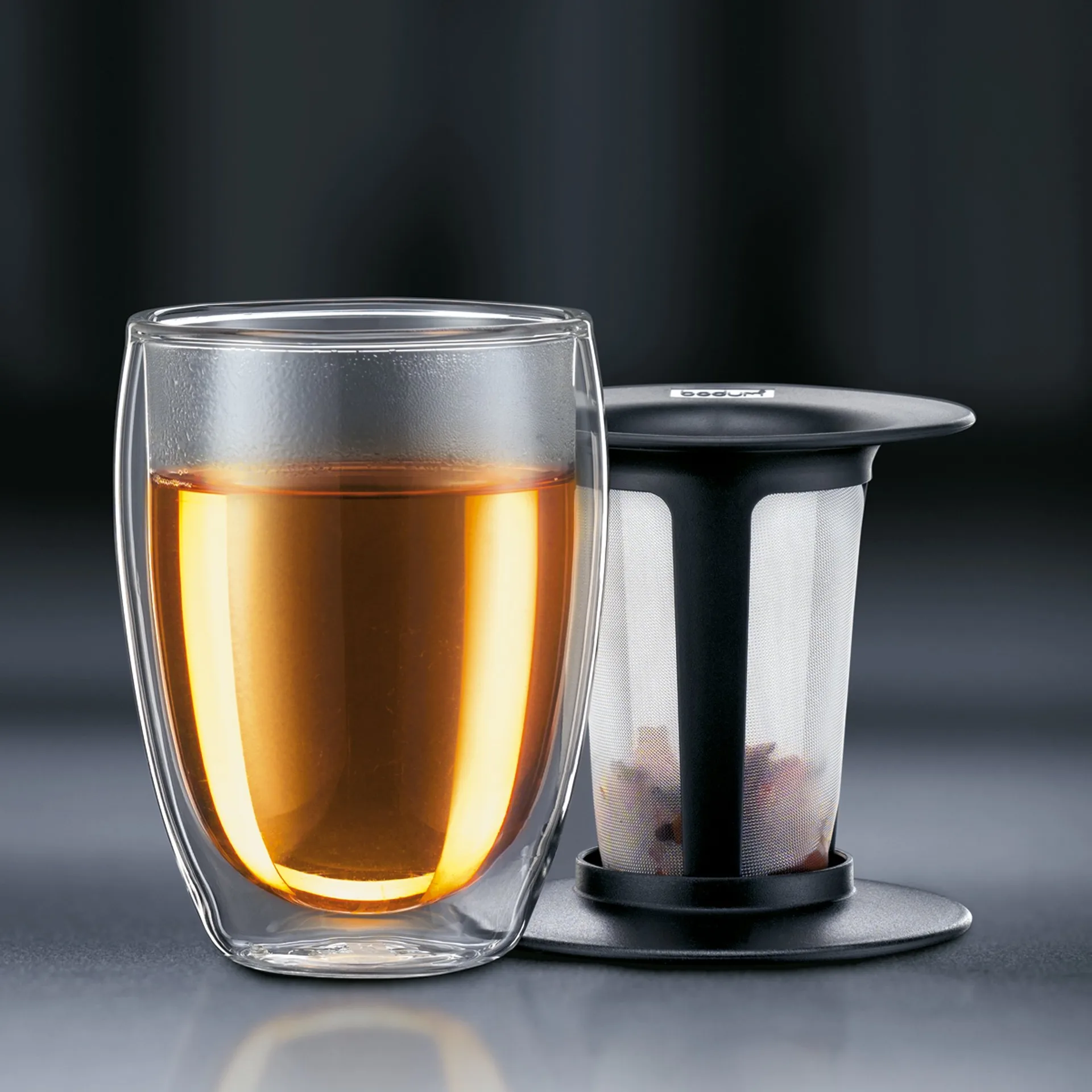 Tea For One带滤茶器玻璃杯, 黑色 Bodum