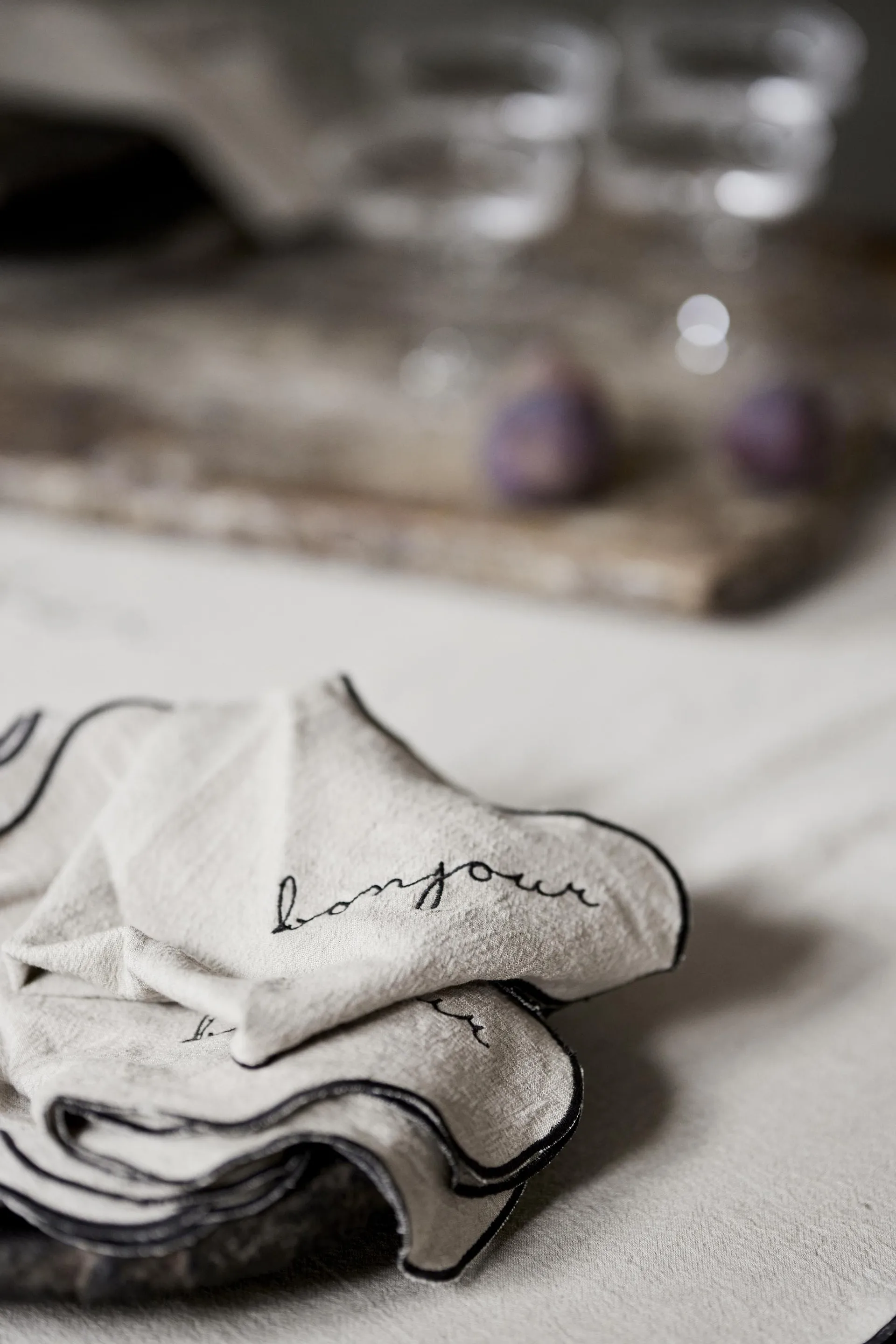 Bordeaux cotton 餐巾纸 40x40 cm, 米色 Boel & Jan