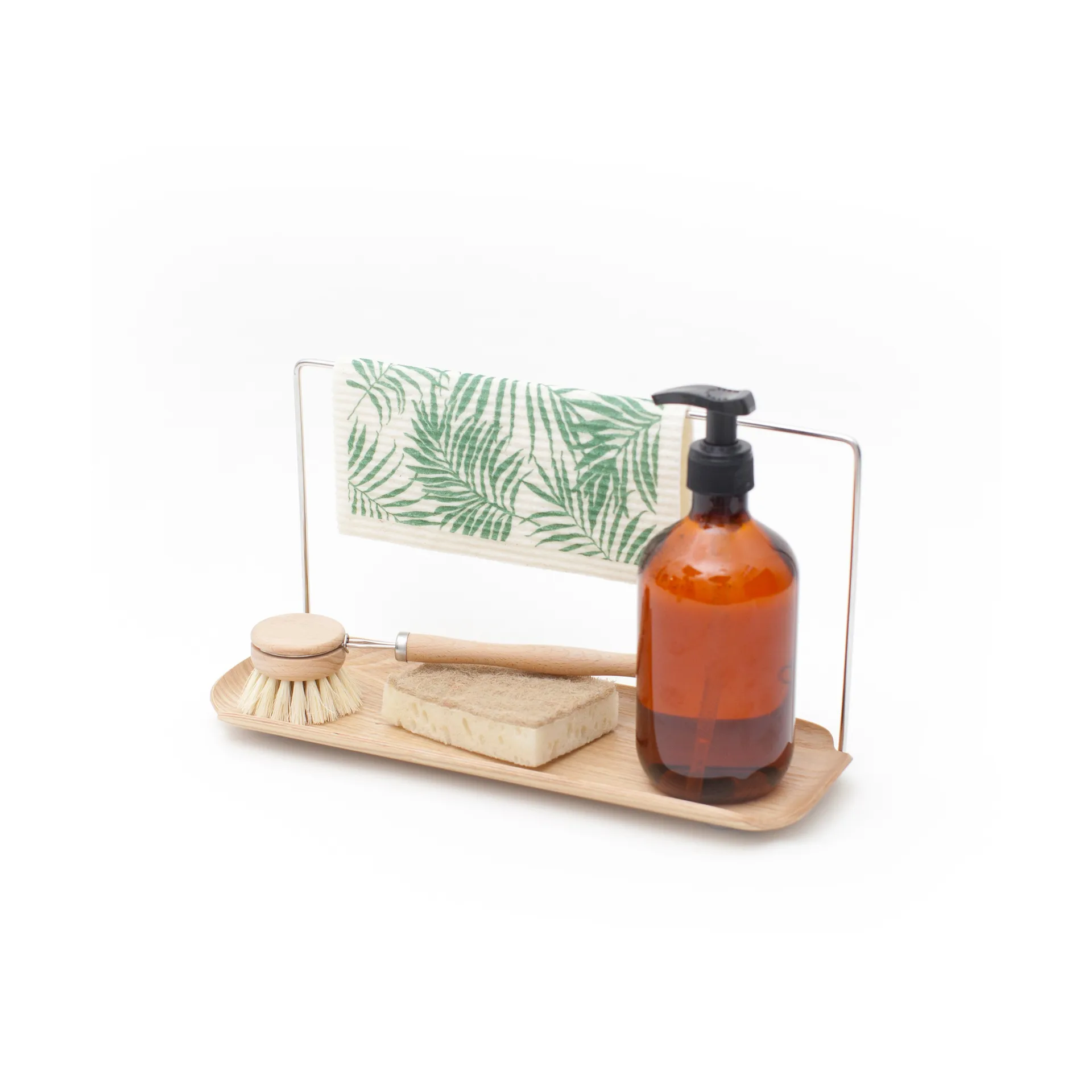 LEAF dish rack with 抹布洗碗布 holder, Willow-不锈钢 Bosign