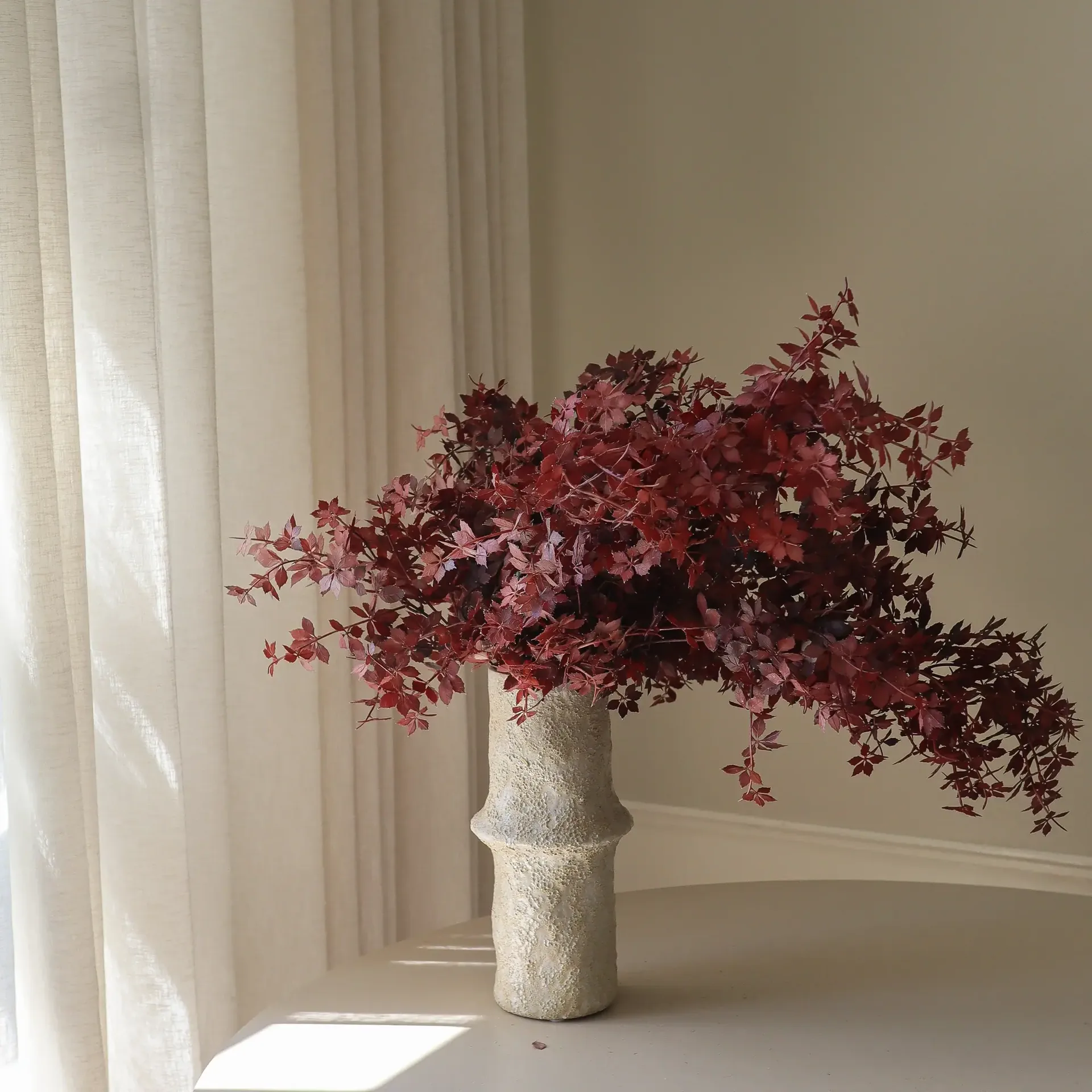 勃艮第红 枫叶 人造花束, 107cm，4件 Botané